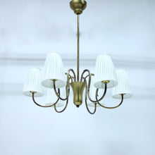 Load image into Gallery viewer, Swedish Modern, 6-light brass chandelier, 1930s/1940s