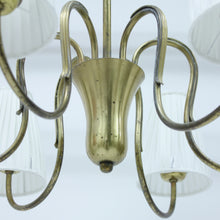 Load image into Gallery viewer, Swedish Modern, 6-light brass chandelier, 1930s/1940s