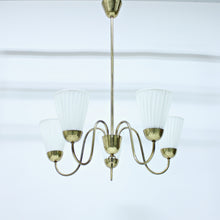 Load image into Gallery viewer, Swedish Modern brass chandelier, attributed to Bergboms, 1940s/1950s