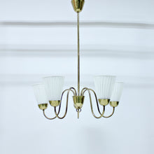 Load image into Gallery viewer, Swedish Modern brass chandelier, attributed to Bergboms, 1940s/1950s