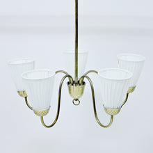 Load image into Gallery viewer, Swedish Modern brass chandelier, attributed to Bergboms, 1940s/1950s