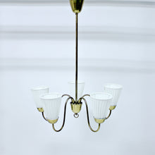 Load image into Gallery viewer, Swedish Modern brass chandelier, attributed to Bergboms, 1940s/1950s