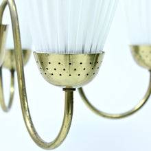 Load image into Gallery viewer, Swedish Modern brass chandelier, attributed to Bergboms, 1940s/1950s