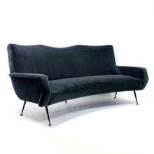 Load image into Gallery viewer, Italian curved mid-century velvet sofa, 1950s