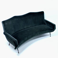 Load image into Gallery viewer, Italian curved mid-century velvet sofa, 1950s