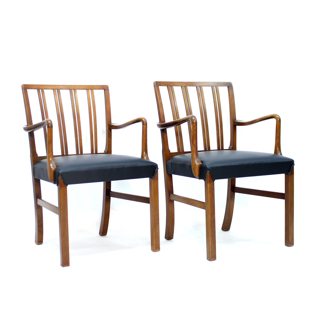 Ole Wanscher pair of Danish 1675 Easy Chairs for Fritz Hansen, 1942