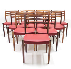 Rosewood & Leather Chairs by Nils Jonsson for Troeds, 1960s, Set of 10
