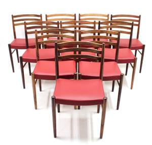 Rosewood & Leather Chairs by Nils Jonsson for Troeds, 1960s, Set of 10
