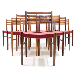 Rosewood & Leather Chairs by Nils Jonsson for Troeds, 1960s, Set of 10