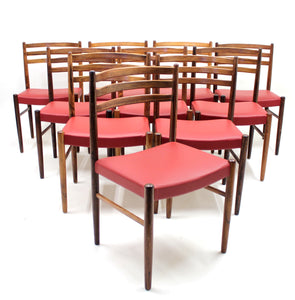 Rosewood & Leather Chairs by Nils Jonsson for Troeds, 1960s, Set of 10