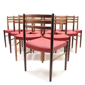 Rosewood & Leather Chairs by Nils Jonsson for Troeds, 1960s, Set of 10