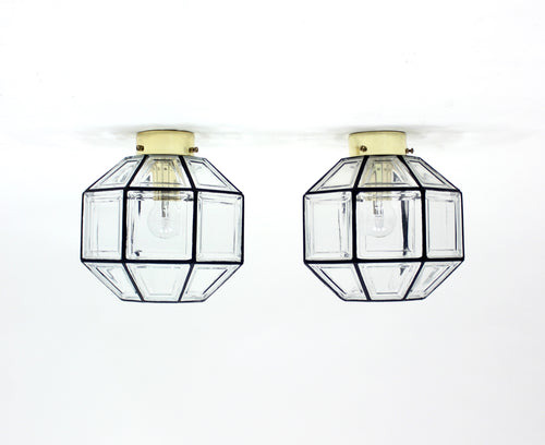 Flush Mount Lamps, model Korina, by Hans-Agne Jacobsson for Glashütte Limburg, Set of 2