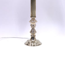 Load image into Gallery viewer, Tall neoclassical brass table lamp with green lacquered shade, 1970s