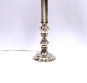 Tall neoclassical brass table lamp with green lacquered shade, 1970s
