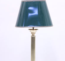 Load image into Gallery viewer, Tall neoclassical brass table lamp with green lacquered shade, 1970s