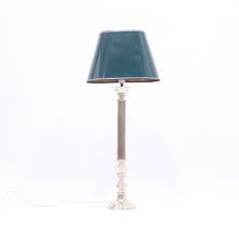 Load image into Gallery viewer, Tall neoclassical brass table lamp with green lacquered shade, 1970s