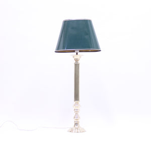 Tall neoclassical brass table lamp with green lacquered shade, 1970s