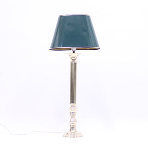 Tall neoclassical brass table lamp with green lacquered shade, 1970s