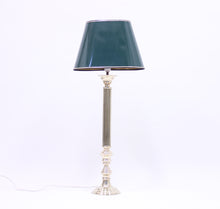 Load image into Gallery viewer, Tall neoclassical brass table lamp with green lacquered shade, 1970s