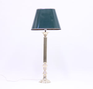 Tall neoclassical brass table lamp with green lacquered shade, 1970s