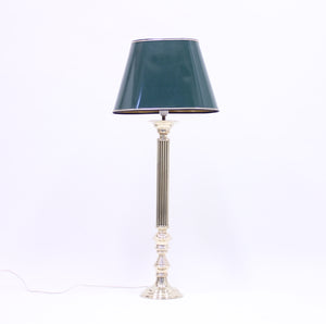 Tall neoclassical brass table lamp with green lacquered shade, 1970s