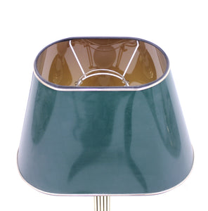 Tall neoclassical brass table lamp with green lacquered shade, 1970s