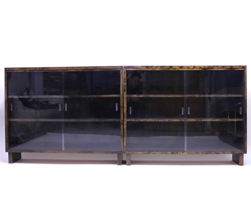 Functionalist Art Deco vitrine book shelves, set of 2, 1930s