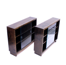 Load image into Gallery viewer, Functionalist Art Deco vitrine book shelves, set of 2, 1930s