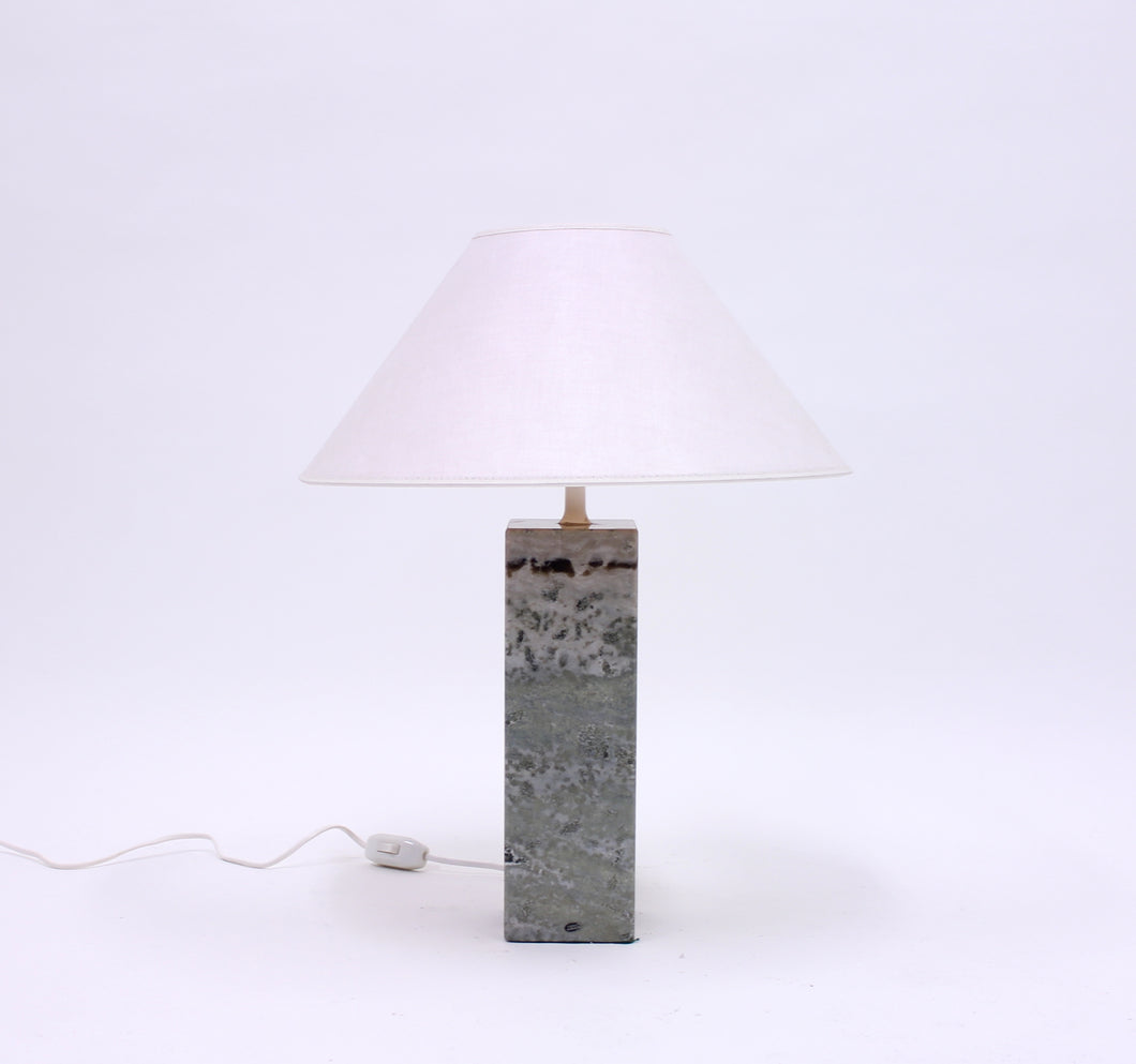 Green/grey Swedish marble table lamp, Yxhult Marmor, 1970