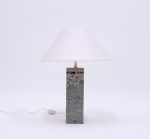 Green/grey Swedish marble table lamp, Yxhult Marmor, 1970