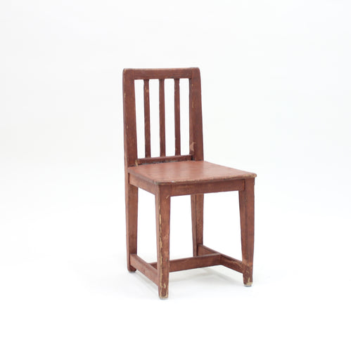 Antique Swedish rustic pine child chair, mid 19th century