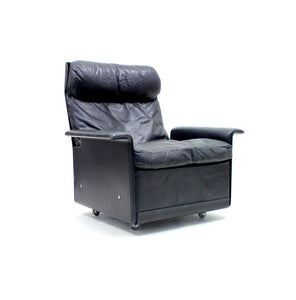 Dieter Rams, black leather lounge chair model 620, Vitsœ, 1970s