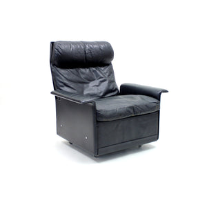 Dieter Rams, black leather lounge chair model 620, Vitsœ, 1970s