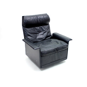 Dieter Rams, black leather lounge chair model 620, Vitsœ, 1970s