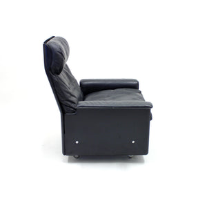 Dieter Rams, black leather lounge chair model 620, Vitsœ, 1970s