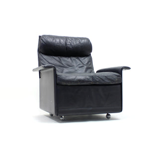 Dieter Rams, black leather lounge chair model 620, Vitsœ, 1970s