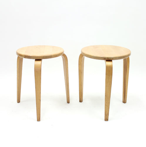 G.A. Berg, pair of birch stools, 1940s