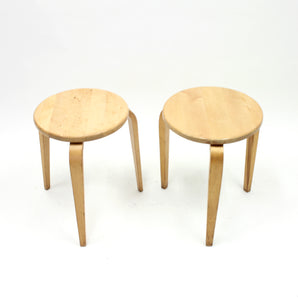 G.A. Berg, pair of birch stools, 1940s
