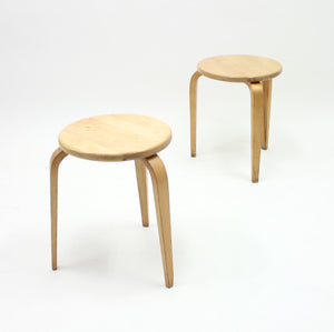 G.A. Berg, pair of birch stools, 1940s