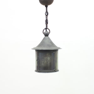 Arts & Crafts iron and glass lantern, early 20th century