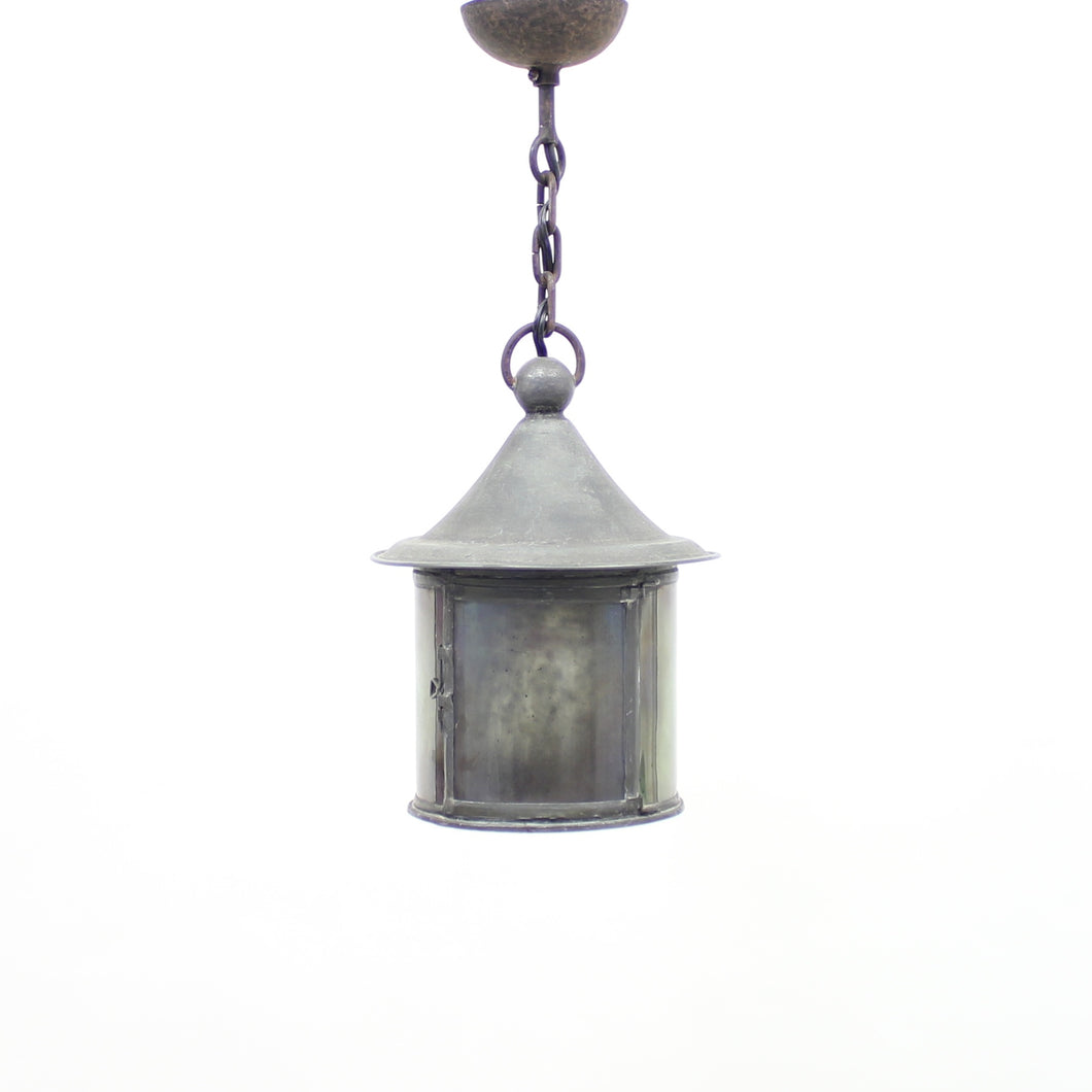 Arts & Crafts iron and glass lantern, early 20th century