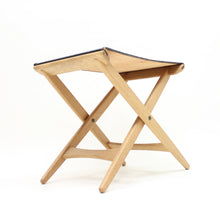 Load image into Gallery viewer, Oak and leather folding stool by Östen Kristiansson for Luxus, 1960s