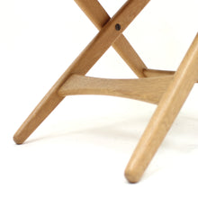 Load image into Gallery viewer, Oak and leather folding stool by Östen Kristiansson for Luxus, 1960s