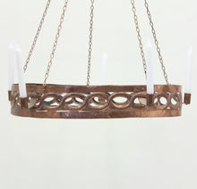 Load image into Gallery viewer, Vintage copper crafts chandelier for 5 candle lights, 1970s