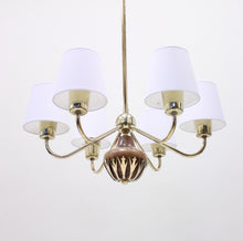 Load image into Gallery viewer, 6-light ceiling lamp, attributed to ASEA, 1950s