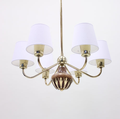 6-light ceiling lamp, attributed to ASEA, 1950s
