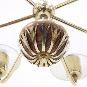 6-light ceiling lamp, attributed to ASEA, 1950s