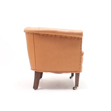 Load image into Gallery viewer, Brown leather club chair on castors, 1930s