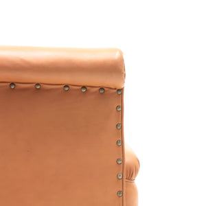 Brown leather club chair on castors, 1930s