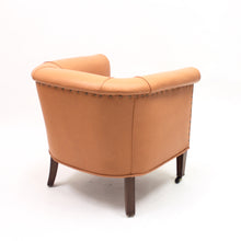 Load image into Gallery viewer, Brown leather club chair on castors, 1930s